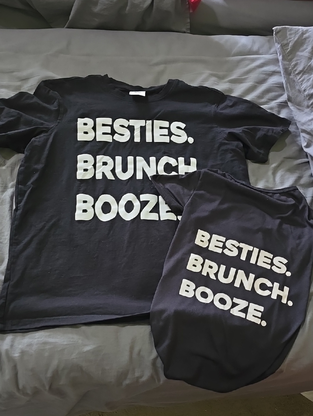 Aldi Black Tee with 'BESTIES. BRUNCH. BOOZE.' and Matching Dog Shirt